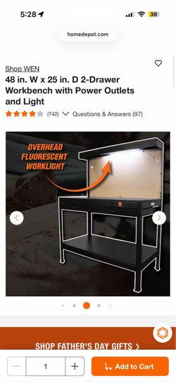 Wen 48” x 25” Workbench