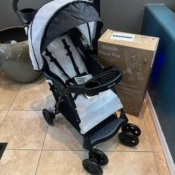 Brand New! Kolcraft Cloud Plus Lightweight Umbrella Stroller  with Reclining Seat, Large Storage Basket, Canopy, Infant & Parent Trays, Compact Fold 