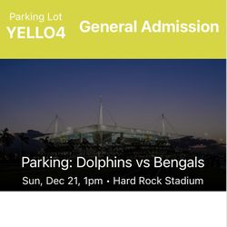 Bengals vs Dolphins Yellow Parking 🅿️ Pass