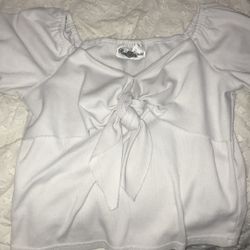 Fitted Crop Top, Coquette, White, XS.