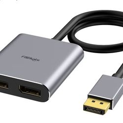 fairikabe DisplayPort to Dual DisplayPort Splitter Adapter 4K60Hz for Dual Monitor Display, MST Display Port Adapter Extend Display 1 in 2 Out, displa