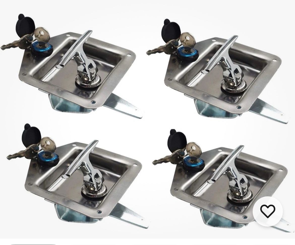 4Pcs Trailer Door Latch with Gasket T-Handle Lock Highly Polished 304