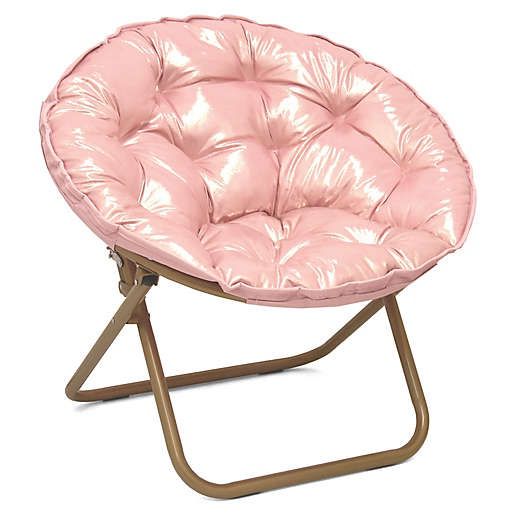 Folding Metallic Saucer Chair - Rose gold