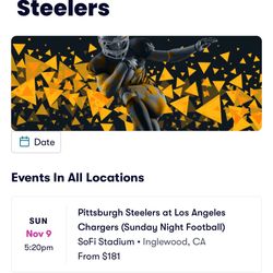 Steelers Vs Chargers 2 Tickets!