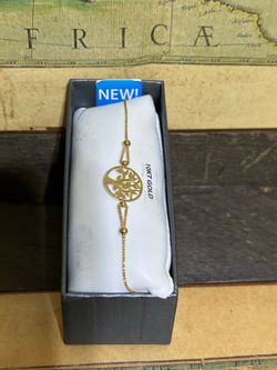 10k Gold Tree Of Life Brilliance 9" Bolo Bracelet Adjustable NIB