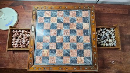 Hand Carved Vintage Marble Chess Set