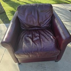 Oxblood Red Genuine Leather Club Chair