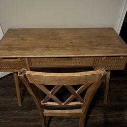 Three drawer Rattan Desk & chair