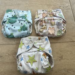 Set of 3 JustSimplyBaby Washable Cloth Diapers Plus 6 Inserts (See Details)