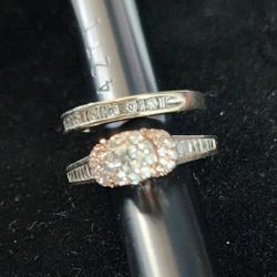 10 K White Gold Wedding Band Set
