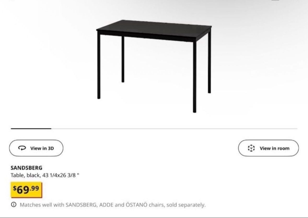 IKEA SANDSBERG BLACK TABLE