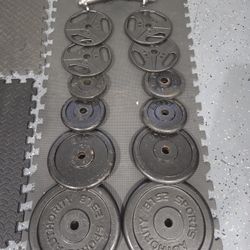 Weight Plates Weightlift Excercise Workout Bench Press Curl Adjustable Dumbbells Handles 1inch Hole Metal Plates 