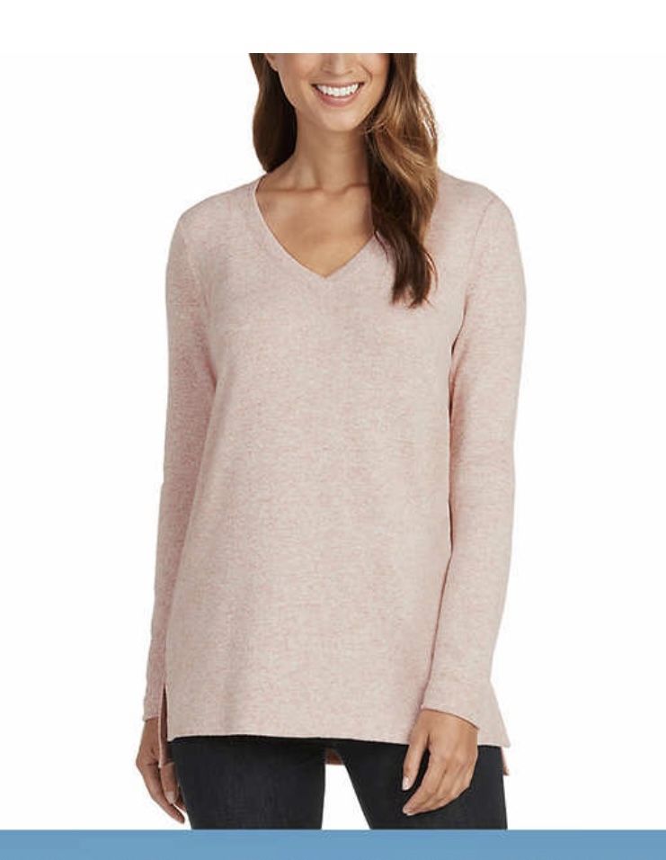 Matty M - Ladies V-neck Tunic Top, Pink