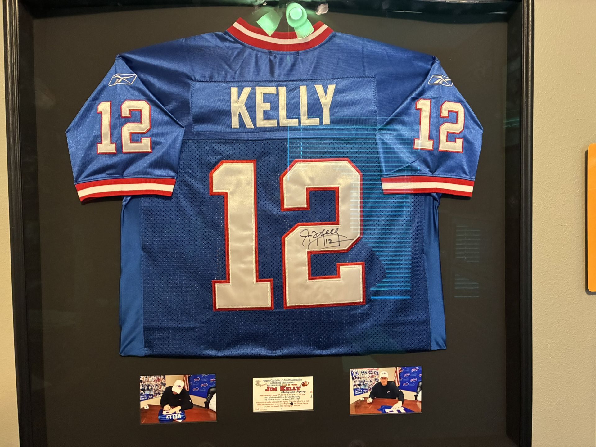 Framed HOF Jim Kelly Autographed Jersey
