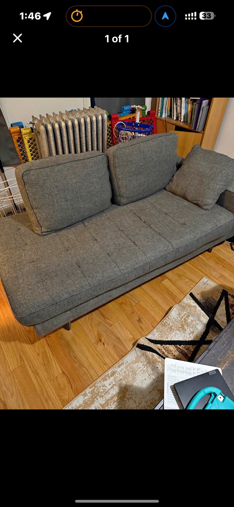 Grey Small Fabric Sofa