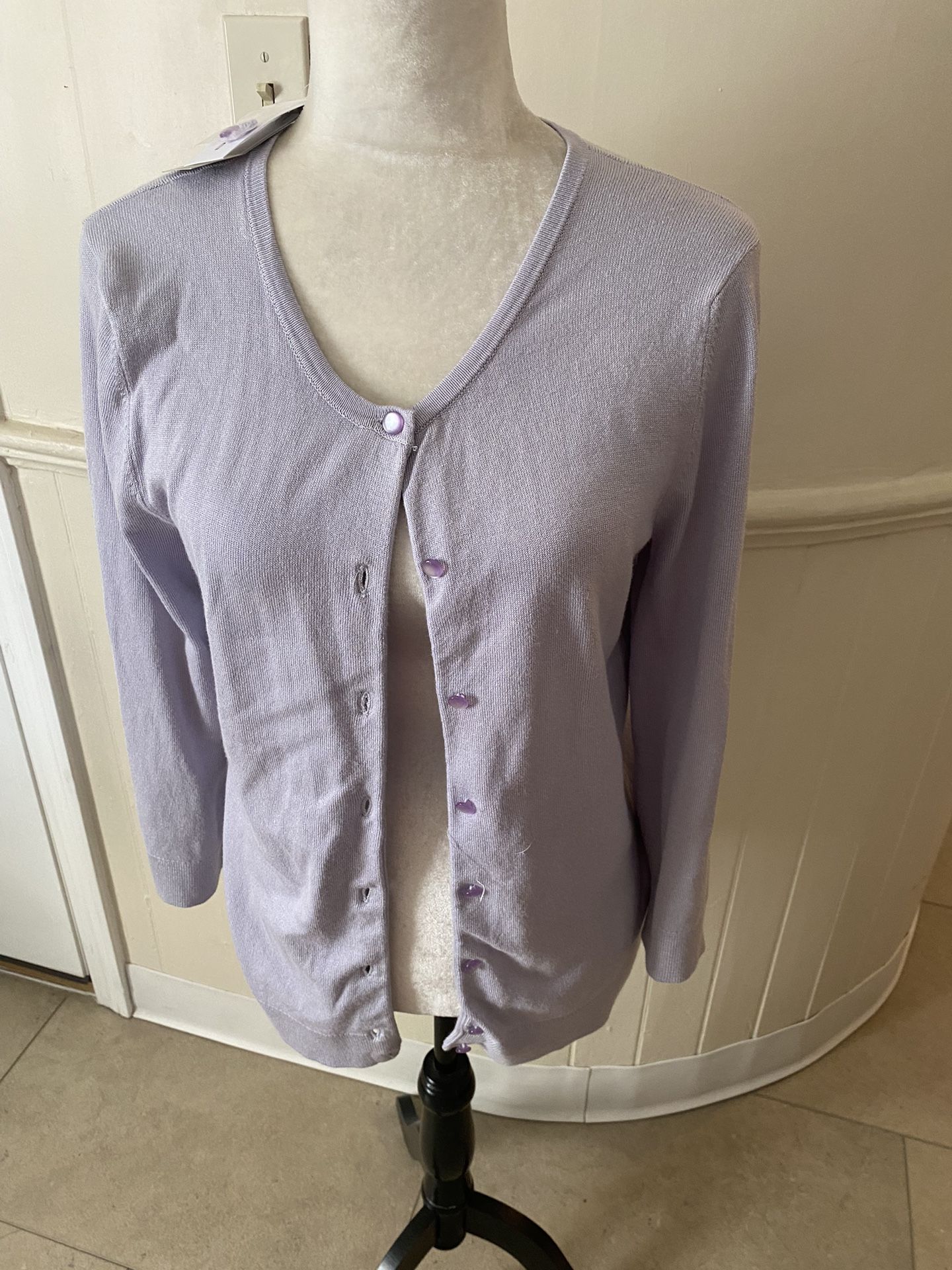 NWT Woman’s Spense Light Purple Button Down Cardigan Size Medium