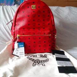 MCM LARGE RED BACKPACK 
 