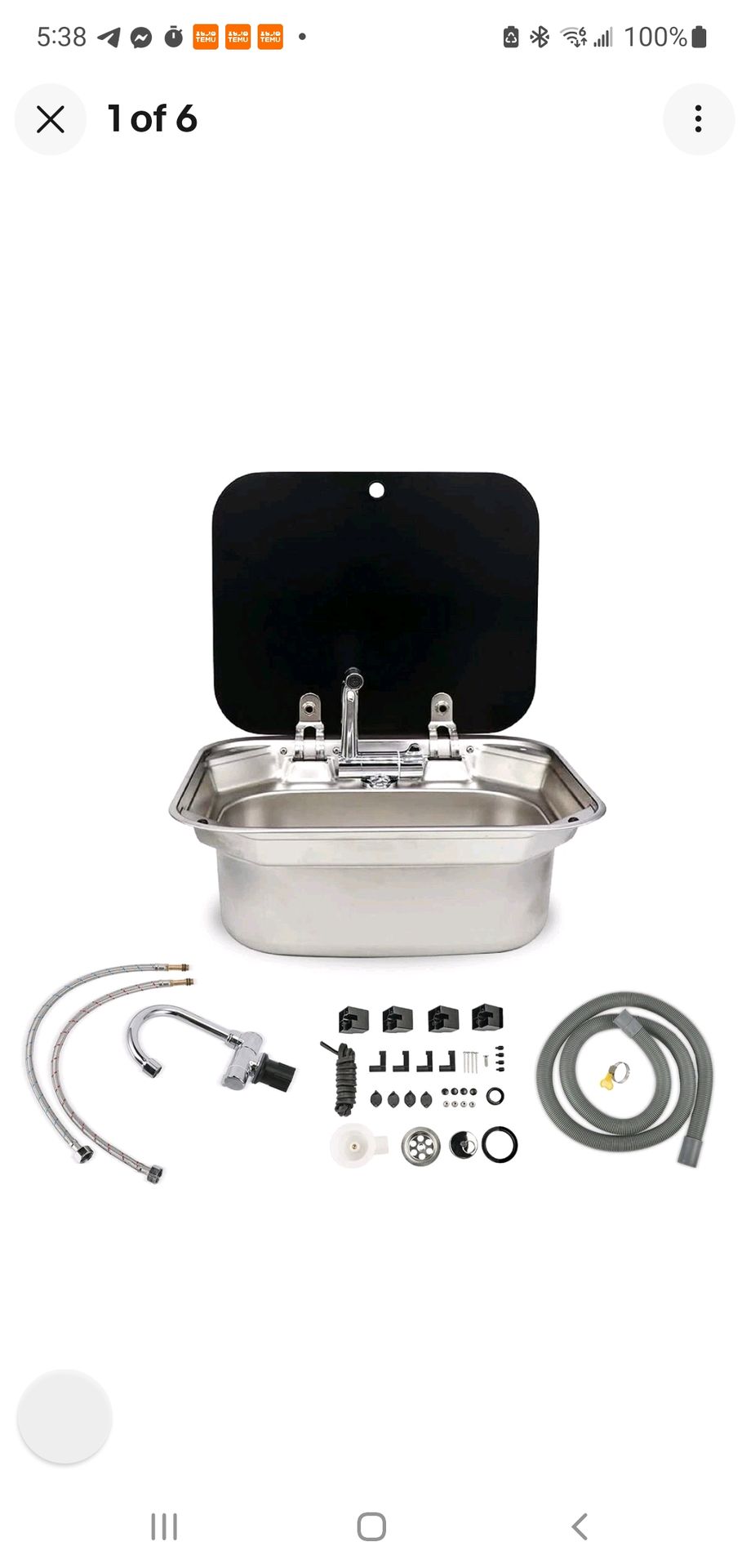Brand New RV / Van Life Sink w/ Faucet & Lid – Stainless Steel Camper Sink – Retail $140