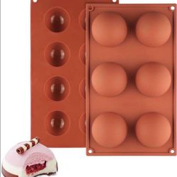 Semi Sphere Silicone Mold, Large Silicone Chocolate Molds, 2 Packs 6-Cavity and 8-Cavity Chocolate Bomb Silicone Molds, Baking Molds for Making Chocol