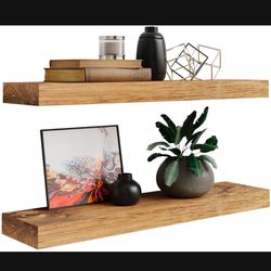 Imperative Décor Floating Wall Shelves Set Of 2 - Functional & Rustic Wooden Shelve For Home Furnishing, Bathroom, Kitchen, & Farmhouse - Handmade (Li