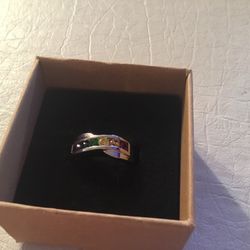   Multi  Color  Stone  Sterling Sliver  Ring  925 
