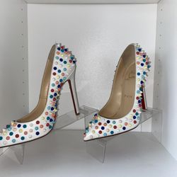 Christian Louboutin White Multi Spike Pumps size 7