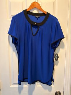 Brand New A.U.W. Secret Charm Blue Short Sleeve Blouse women’s Size XL clothes - Simi Valley
