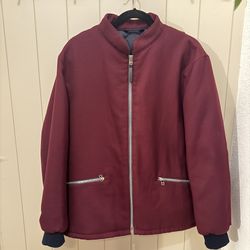 Theory Bomber Jacket Men’s Size M Bordeaux Burgundy Bonded Wool By lucas ossendrijver #M0714010