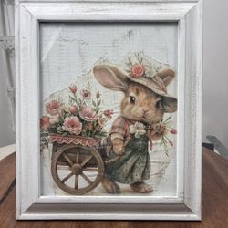 Charming Bunny Framed Art ,farmhouse T.