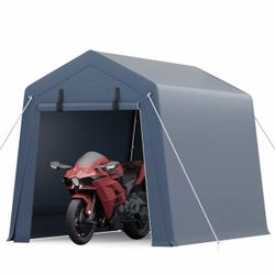 #F 6x8 Ft Portable Outdoor Carport Storage Shelter with Roll Up Zipper Doors, Heavy Duty/Waterproof/Anti-UV Garage Tent for Motorcycle Bike Garden Too