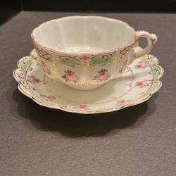 Antique Delicate Teacup And Saucer Set