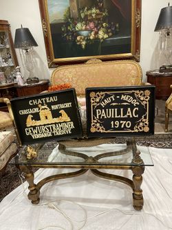 Pair Vintage French Wine Decor Trays - Chateau Montrachet & Pauillac🌷 $50 Each