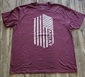 Ariat Charger Vertical Flag Burgundy Heather T-shirt Size 2XL USA 4th Patriotic.