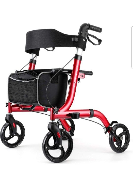 RINKMO Beige Rollator Walker for Seniors with Seat 8" Wheels HCT-9123