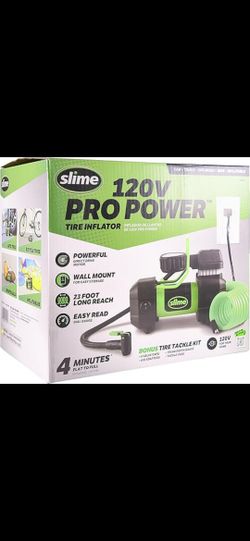 Slime 120V Pro Power Tire Inflater with Car Cigar Plug In Port