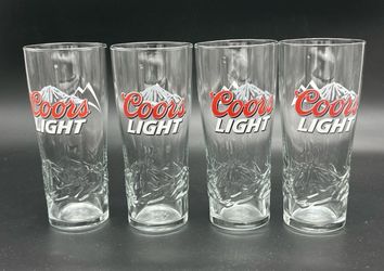 Coors Light 3D Embossed Mountains Set of 4 Pint Beer Glasses 16oz.