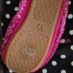 NIB Shocking Pink" Sequin Folding Ballet Flats - Size 6C
