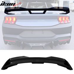 Fits 2024-2025 Ford Mustang Dark Horse Gloss Black Trunk Spoiler W/ Gurney Glap ABS