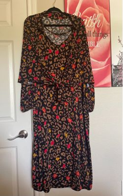 IMAN Plus Size Womens Black brown Leopard Print maxi Dress size 4XP pre-owned