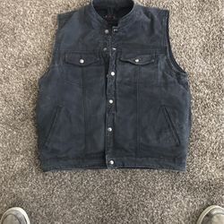 Black Denim Biker Vest 