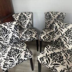 4 Black And White Dining Room Chairs
