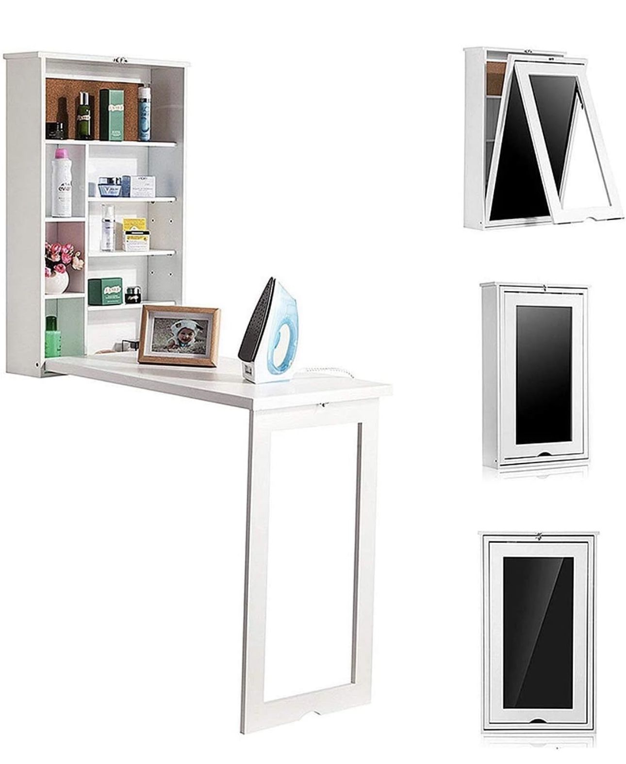 Fold Out Wall Mounted Convertible Desk - White