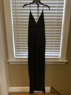 Metallic Striped Halter Maxi Dress Size M in Juniors