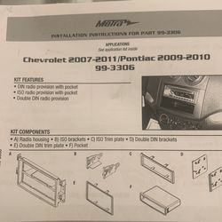 Metra Installation Kit for 2007-11 Chevrolet