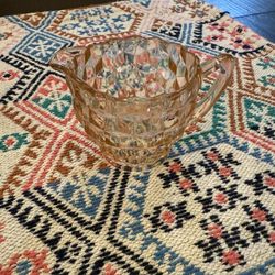 Vintage JEANNETTE GLASS Pink Depression Glass Creamer Pitcher Cubist Pattern