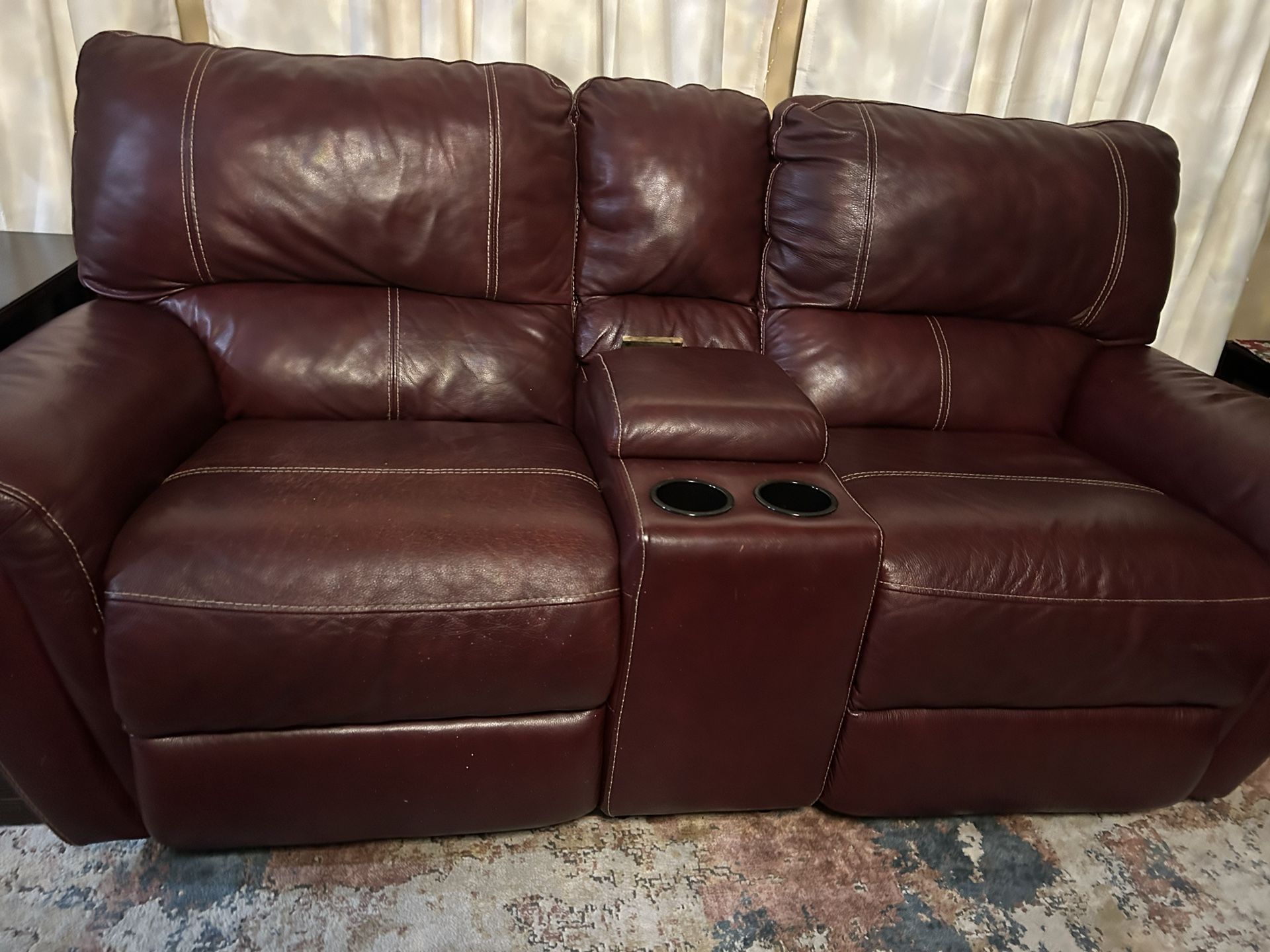 Top Grain Leather Recliner Sofa