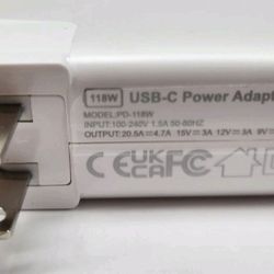 White 118 Replacement USB C Charger for MacBook 