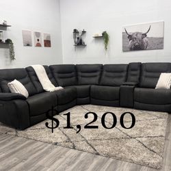 Gray Sectional Couch Power Recliner - Free Delivery