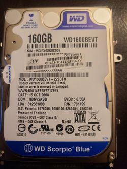 Western Digital 160GB 2.5 Hard Drive