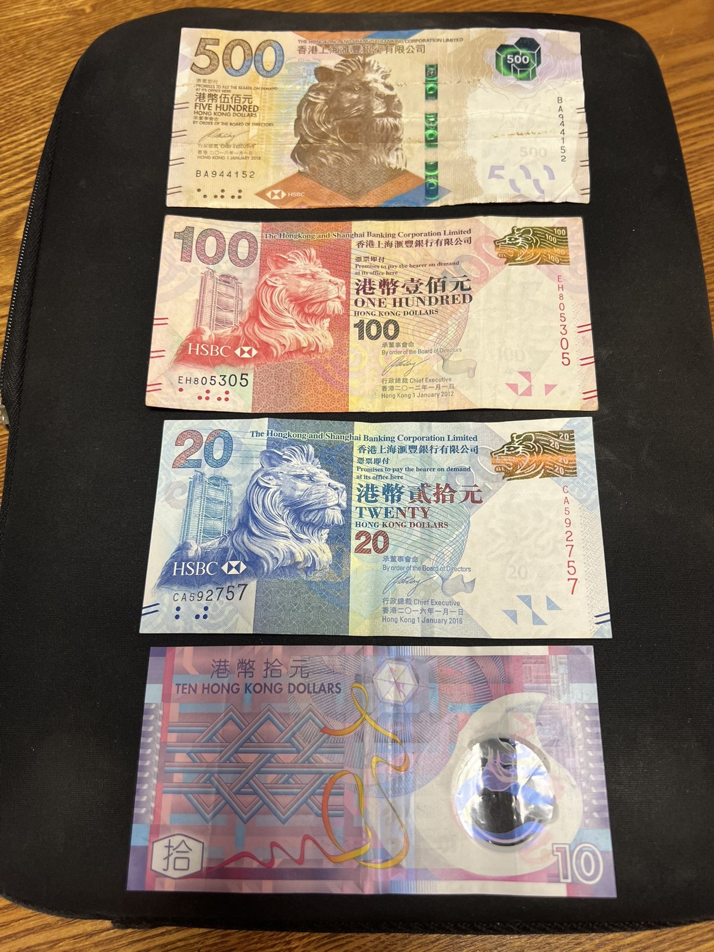 Hong Kong Dollar Currency HKD 10, 20, 100, and 500 bills